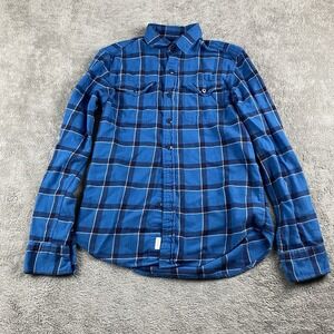 American Eagle Long Sleeved Womens Size XS‎ Blue Plaid Soft Flannel Shirt